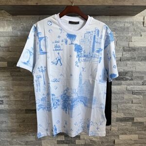 Louis Vuitton Blue City Scape Toile Monogram Graphic T-Shirt Size Medium